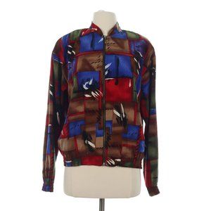 Kensington Square Women's Blue Vintage Abstract Art Full Zip Jacket